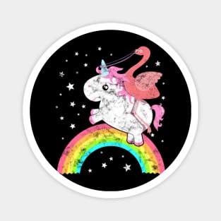 Cute Funny Unicorn Flamingo Riding Rainbow Awesome Magnet